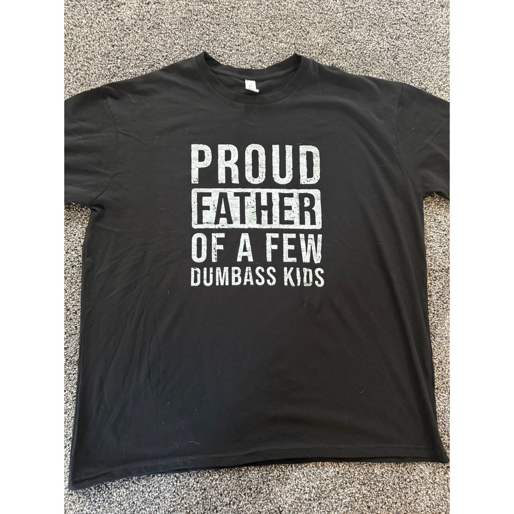 Pod USA Proud Father of a Few Dumbass Kids Graphic T-Shirt Black 2XL Mens Tee
